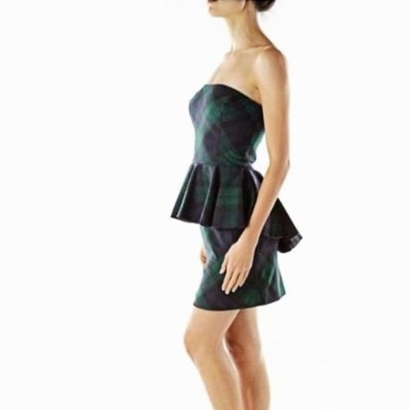 Ralph Lauren Dresses & Skirts - Ralph Lauren Plaid Dress Blue Green Wool Strapless